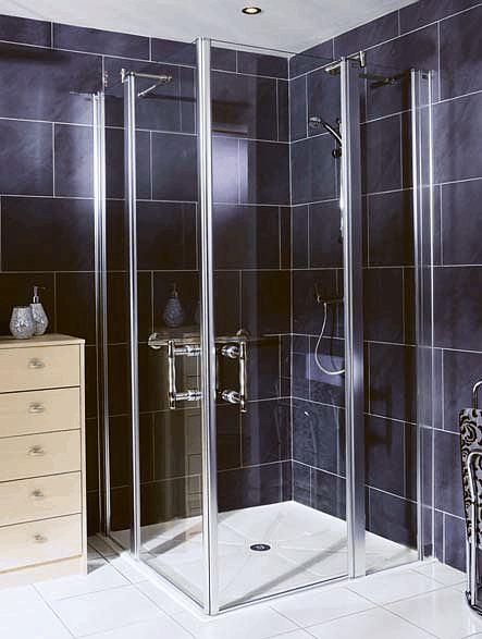 EASA Elegance full height hinged glass shower door with fixed extender ...